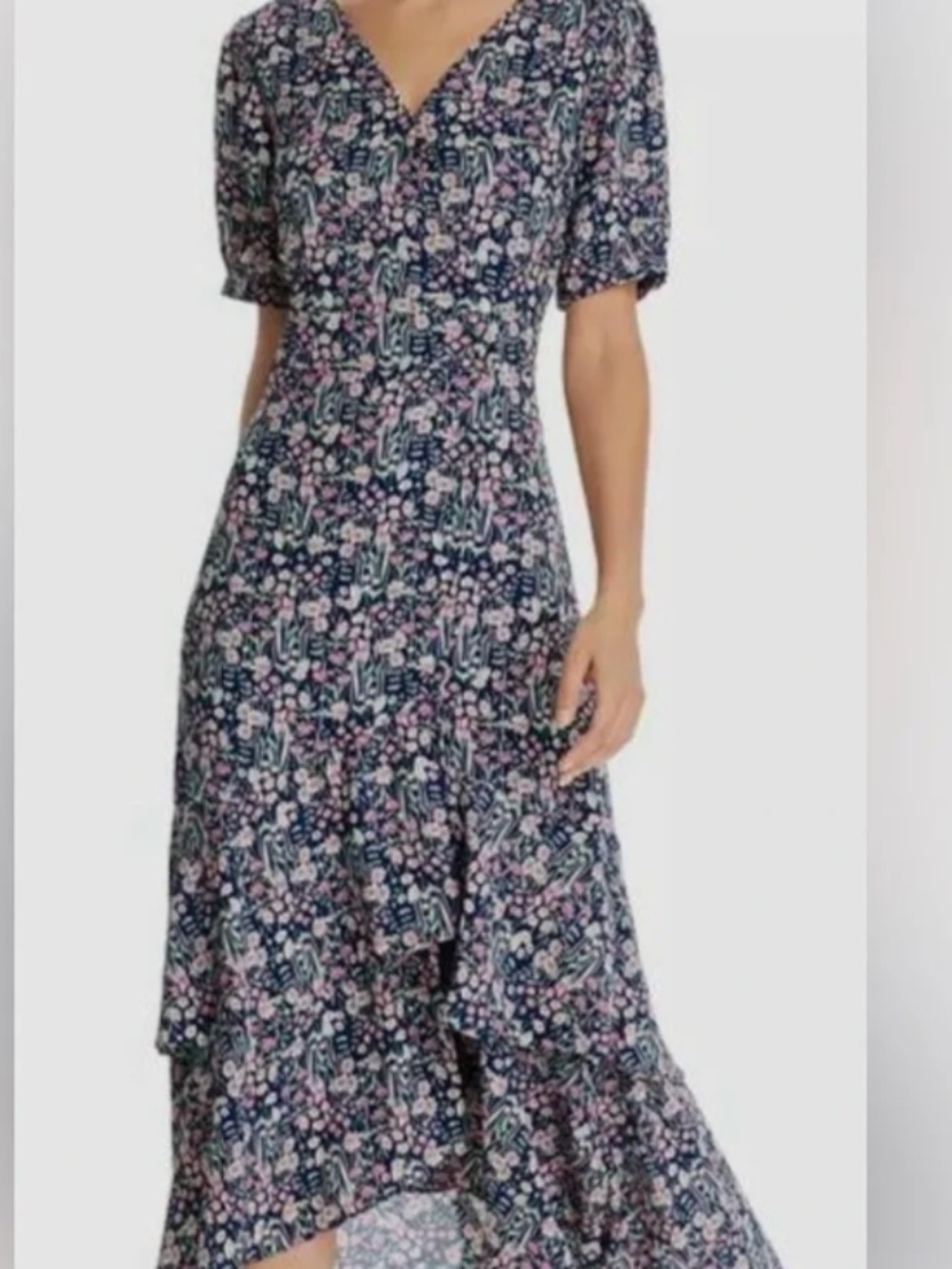 Nanette Lepore NWT Floral Wrap Dress Size 2 Navy Pink Green